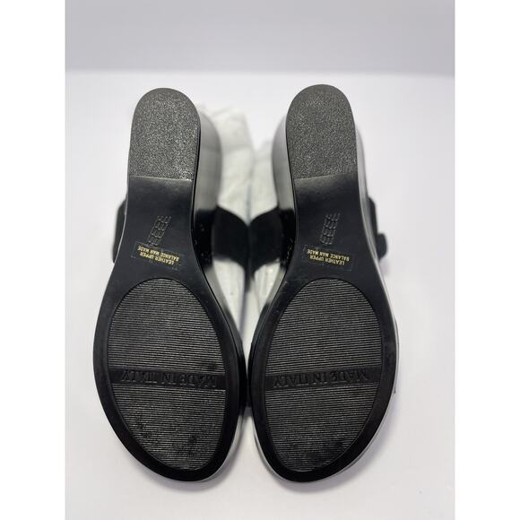Italian Shoemakers Quincie Wedge Slip On Sandals Black Silver Buckle Size 9 - Picture 3 of 9